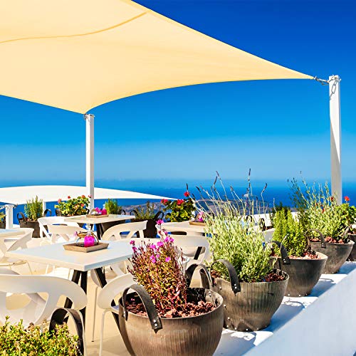 Cool Area Toldo Vela de Sombra Rectangular 2 x 3 Metros Protección Rayos UV, Resistente y Transpirable para Patio Exteriores Jardín, Color Arena