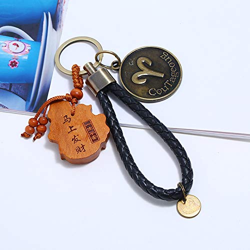 Cool-House nuevo tejido de cuero de la constelación 12 llavero tienda online regalos pequeños regalos colgante creativo, Aries, envasado en bolsas de OPP individual