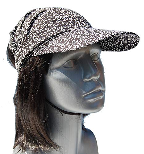 Cool4 – Pañuelo para la cabeza de verano, visor, playa, bandana, protección solar, gorro A01 Negro (fuerte blanco con flores), pequeño (54-56) Small