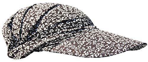 Cool4 – Pañuelo para la cabeza de verano, visor, playa, bandana, protección solar, gorro A01 Negro (fuerte blanco con flores), pequeño (54-56) Small