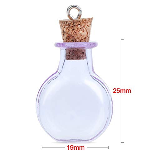 Coolty 20pcs Mini Botellas de Cristal con Tapón de Corcho de Madera para Decoración Artesanal de Bricolaje (Púrpura)