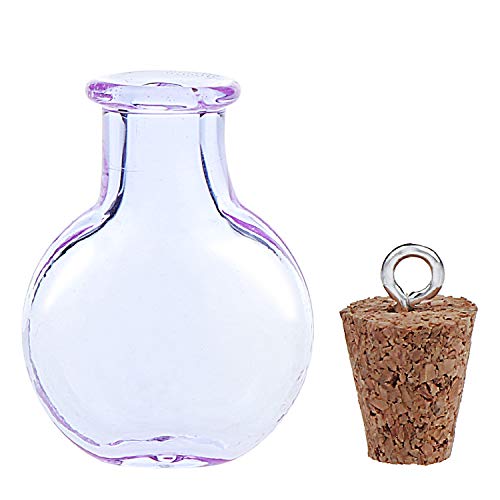 Coolty 20pcs Mini Botellas de Cristal con Tapón de Corcho de Madera para Decoración Artesanal de Bricolaje (Púrpura)
