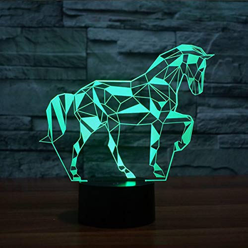 Coolzon 3D Led Lamparas de Mesilla de Noche luz Noche Infantil 7 Cambiar el Color botón táctil Caballo Lampara Noche niños Decoracion Habitacion Juvenil [Clase de eficiencia energética A+]