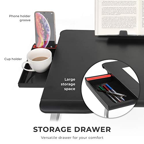 Cooper Mega Table [Mesa plegable XXL para Cama Ordenador portátil y sofá]| Soporte multifuncional Escribir, estudiar comer leer o guardar (Onyx Negro)