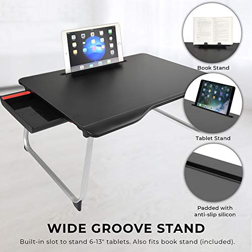 Cooper Mega Table [Mesa plegable XXL para Cama Ordenador portátil y sofá]| Soporte multifuncional Escribir, estudiar comer leer o guardar (Onyx Negro)