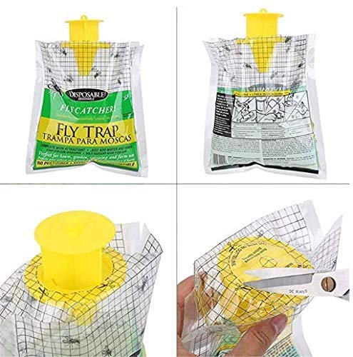 COOTA - Bolsas de trampa para moscas desechables para jardín al aire libre, solo tienes que añadir agua para colgar, gran capacidad (6 unidades)