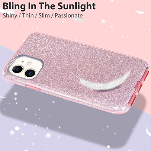 Coovertify Funda Purpurina Brillante Rosa iPhone 11, Carcasa Resistente de Gel Silicona con Brillo Rosa para Apple iPhone 11 (6,1")