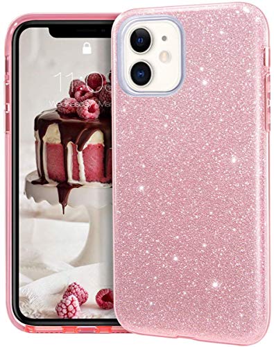 Coovertify Funda Purpurina Brillante Rosa iPhone 11, Carcasa Resistente de Gel Silicona con Brillo Rosa para Apple iPhone 11 (6,1")