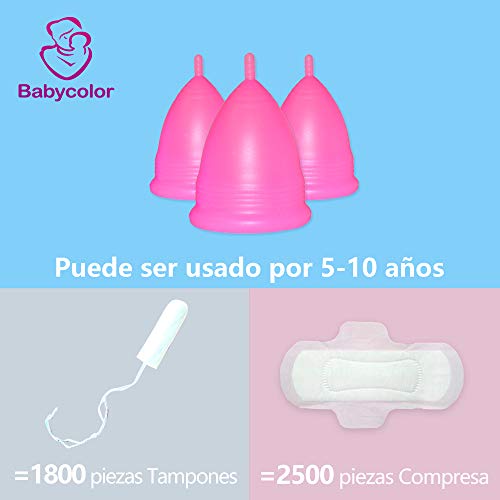 Copa Menstrual - copa menstrual más recomendada-Incluye una bolsa de regalo - Silicona suave reutilizable de grado medicinal (Rosado-L)