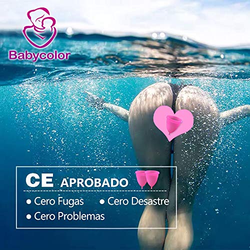 Copa Menstrual - copa menstrual más recomendada-Incluye una bolsa de regalo - Silicona suave reutilizable de grado medicinal (Rosado-L)