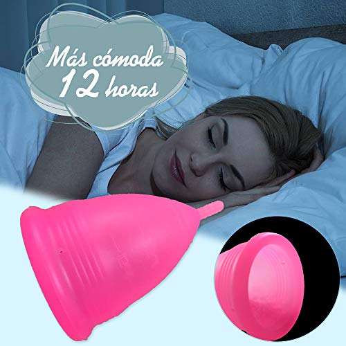 Copa Menstrual - copa menstrual más recomendada-Incluye una bolsa de regalo - Silicona suave reutilizable de grado medicinal (Rosado-L)