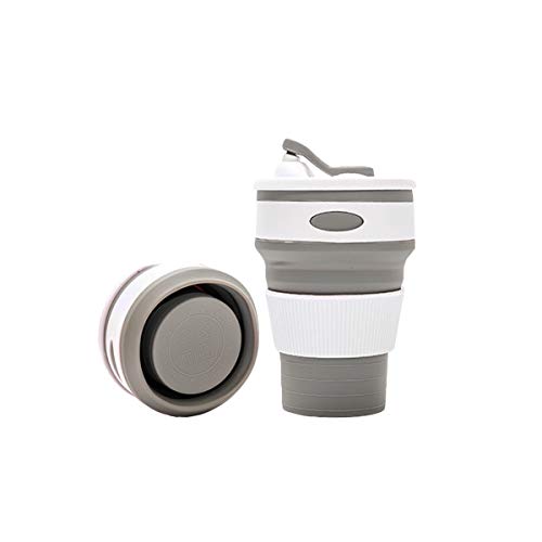 Copa Plegable de Silicona, Taza de café Plegab,Reutilizable Taza de Viaje de Silicona Plegable Taza de Café Plegable Taza para Camping Caminatas Picnic(Gris)