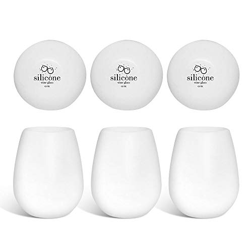Copas de vino de silicona, irrompible, juego de 6 vasos de vino, plegables y ecológicas, para camping, senderismo, viajes, picnic, playa, piscina, barco (blanco)