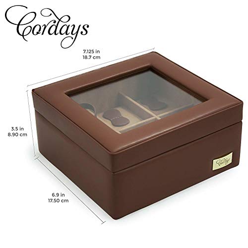 CORDAYS - Estuche Relojero para 6 Relojes con Vitrina de Cristal Hecho a Mano en Color Cognac CDL-10002
