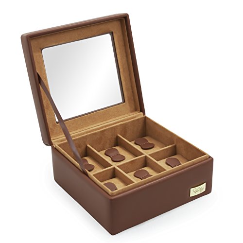 CORDAYS - Estuche Relojero para 6 Relojes con Vitrina de Cristal Hecho a Mano en Color Cognac CDL-10002