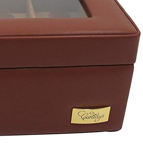 CORDAYS - Estuche Relojero para 6 Relojes con Vitrina de Cristal Hecho a Mano en Color Cognac CDL-10002