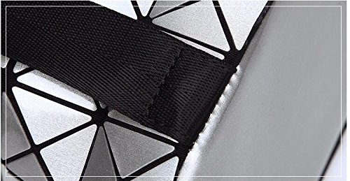 Cordón de Las Mujeres Mochilas Hembra Geométrica Espejo Laser Plaid Mochila para Adolescente School School Bag Chocolate