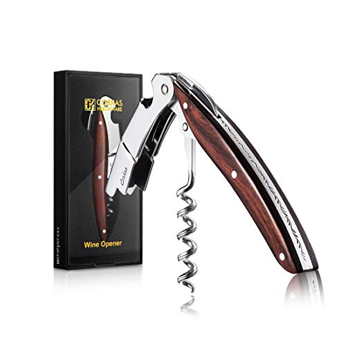 CORKAS Sacacorchos de Camarero, Abrebotellas, Sacacorchos Profesional, Foil Cortador, Sacacorchos Vino de Acero Inoxidable y con Cuchilla Cortacapsulas, Utensilios de Bar y Cocina