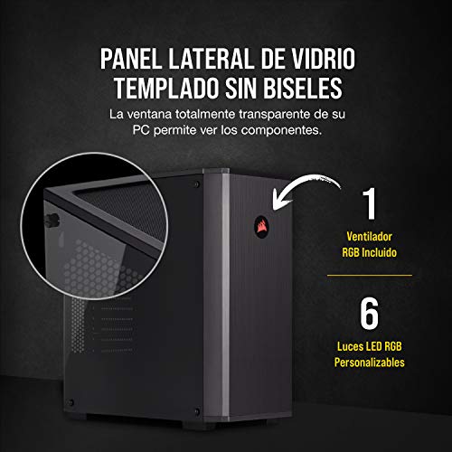 Corsair Carbide Series 175R RGB - Caja de Ordenador para Juegos (Medio-Torre ATX con Ventana de Vidrio Templado) Color Negro