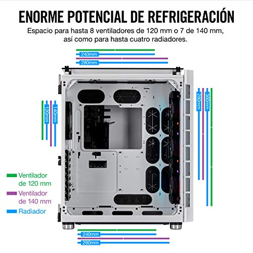 Corsair Crystal Series 680X RGB - Caja de PC, Vidrio Templado ATX Smart Gaming Case, con alto flujo de aire, iluminación RGB LED, Blanco
