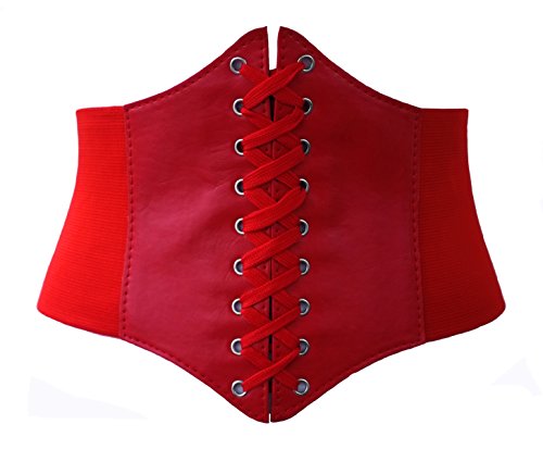 Corsé - Milk Moon Vintage - Grande, elástico, atado con cordones, rojo, blanco y negro Rojo rosso small
