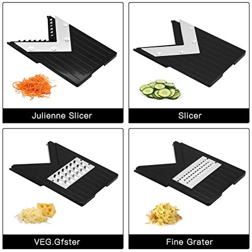 cortador de mandolina de acero inoxidable, Ajustable Cortadora de verduras Mandolina Cuchilla con contenedor de cajones para cocina, comida, mandolina y verduras, para frutas y verduras