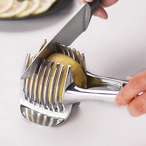 Cortador de tomate y limón de acero inoxidable para cortar frutas, verduras, alimentos y bebidas caseras