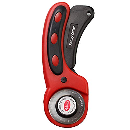 Cortador giratorio con 5 cuchillas de corte de 45 mm de diámetro, para papel y tela, accesorio para manualidades y costura apto para diestros y zurdos