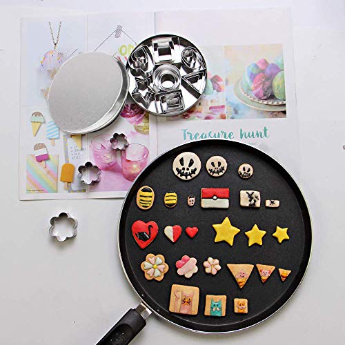 Cortadores de Galletas de Acero Inoxidable, 24 Piezas Moldes para Cortar Galletas(forma de flor, corazón, estrella, redondo, cuadrado, rectangular, triángulo y ovalado)para Galletas, Fondant, Pasteles