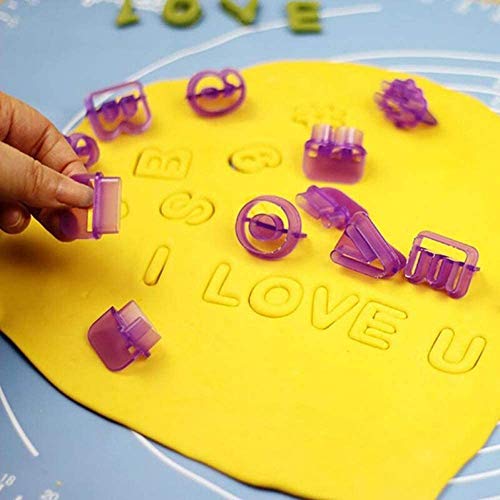 Cortadores Fondant,40 Pack Púrpura Letras Moldes de Pasteles DIY Galletas Moldes Números Cortadores de Galletas para Decoracíon
