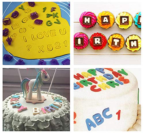 Cortadores Fondant,40 Pack Púrpura Letras Moldes de Pasteles DIY Galletas Moldes Números Cortadores de Galletas para Decoracíon