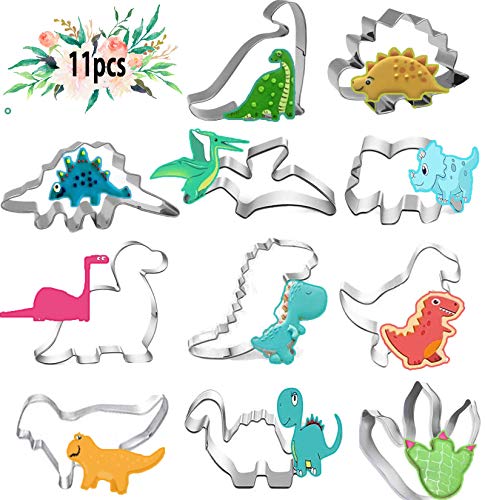Cortadores Galletas Dinosaurio, Moldes Galletas Infantiles, Moldes de Dinosaurios para Pastel, para Niños Dinosaurios Tematica Cumpleaños Decoracion (Dinosaurios 11pcs)