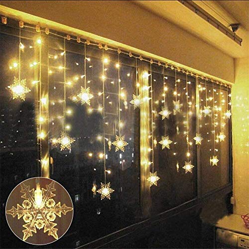 Cortina de Luces, LED Luces de Cortina, Cadena De Luces, Carámbano de Blanco Cálido con 8 Modos de Luz Perfecto para Decoración de Navidad, Festival, Fiestas, Casa, Jardín, Boda