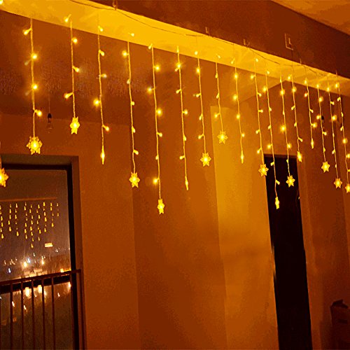Cortina de Luces, Luz Cadena, Luz de Cortina, LED Guirnaldas luminosas, Cadena De Luces, 8 Modos de Luz Perfecto para Decoración de Navidad, Festival,Fiestas, Casa,Jardín,Boda, Blanco Cálido