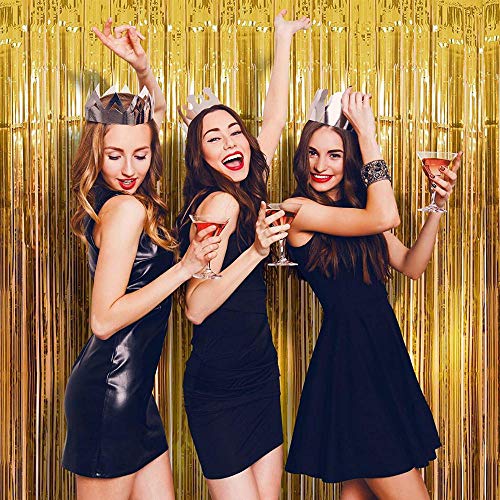 Cortina de Oropel Oro Metálica Foil Fringe Cortinas 6 Piezas, Fiesta Boda Cumpleaños Navidad Foto de la Cabina Decoración de la Cortina de la Puerta (1m x 2m)