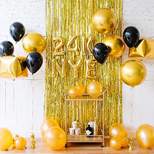 Cortina de Oropel Oro Metálica Foil Fringe Cortinas 6 Piezas, Fiesta Boda Cumpleaños Navidad Foto de la Cabina Decoración de la Cortina de la Puerta (1m x 2m)