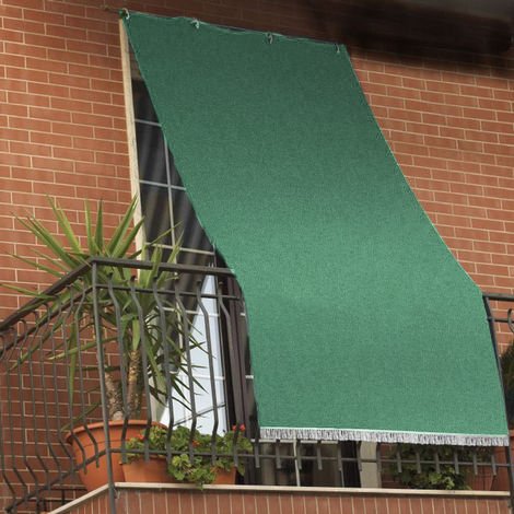 Cortina parasol con anillas para balcón hecha de tela resistente y lavable, color verde, verde
