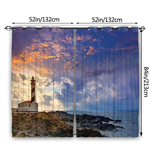 Cortinas,Cap De Favaritx Sunset Lighthouse Cape en Mahón en Las Islas Baleares España Costa Termicas Aislantes Decór Ventanas