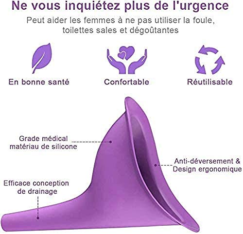 Cortneyrs 5X Urinario Femenino Urine Female Dispositivo de Urinación Orina Orinar de Pie Portátil Mujer Viajar Camping Senderismo Servicios Baños Públicos, Púrpura (Orinal Plegable)