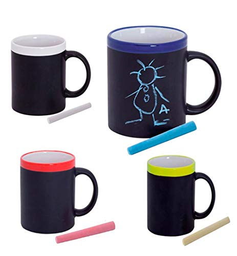 COSAS43 DETALLES PARA INVITADOS BODA-COMUNION-BAUTIZO Lote 6 Tazas Pizarra con Tiza incluida, se Sirve en Colores Variados.
