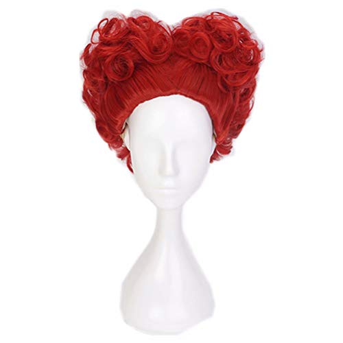 COSPLAZA Rojo Corto en forma de corazón Reina Mujeres Animación Personaje de dibujos animados Juego de roles Fiesta de Halloween Fiesta Cosplay de disfraces Pelucas