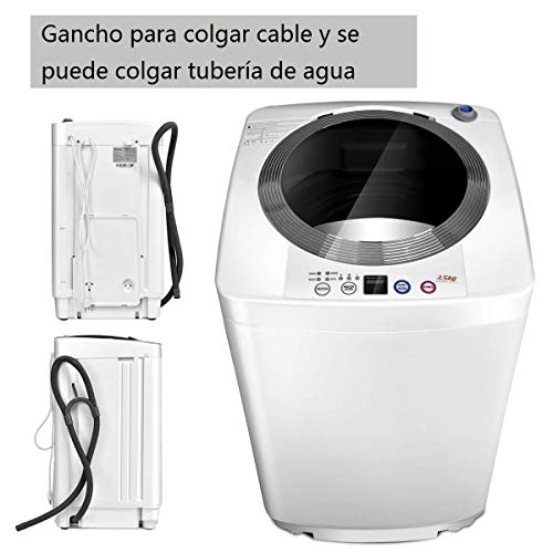 COSTWAY Lavadora Portátil 3,5KG con Pantalla Mini Lavadora para Apartamento Camping