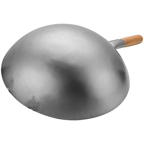 COTOM Auténtico Wok Martillado a Mano, 12 Pulgadas （32 cm Cacerola de Hierro Chinese Pow Wok, Wok de Fondo Redondo Tradicional (12 Pulgadas)