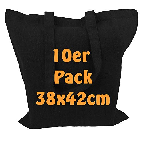 Cottonbagjoe - Bolsa de reciclaje de algodón reciclado ecológico (10 unidades), color negro