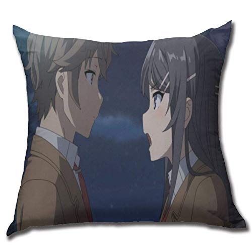 Couch Cushions Rascal Does Not Dream of Bunny Girl Senpai Sakuta Anime Decoración para El Hogar Regalo De Cumpleaños Personalizado con Cremallera Funda De Almohada Duradera Cuadrad