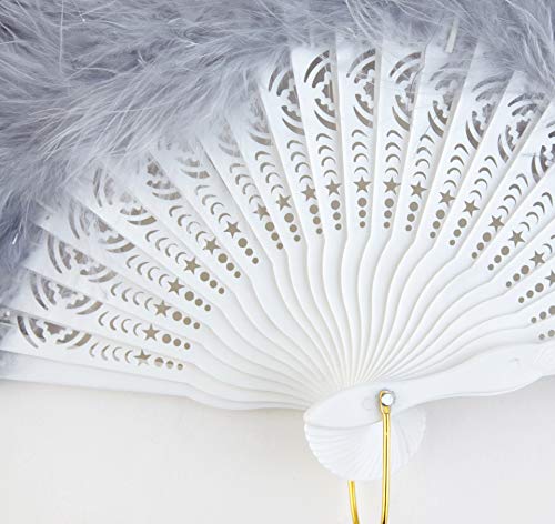 Coucoland 1920s - Abanico de pluma para mujer, abanico plegable con pluma, ventilador de pluma, accesorio de Great Gatsby Party