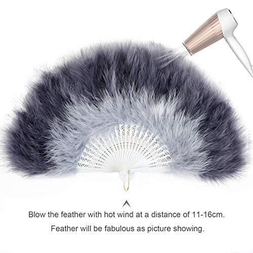Coucoland 1920s - Abanico de pluma para mujer, abanico plegable con pluma, ventilador de pluma, accesorio de Great Gatsby Party