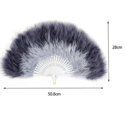 Coucoland 1920s - Abanico de pluma para mujer, abanico plegable con pluma, ventilador de pluma, accesorio de Great Gatsby Party