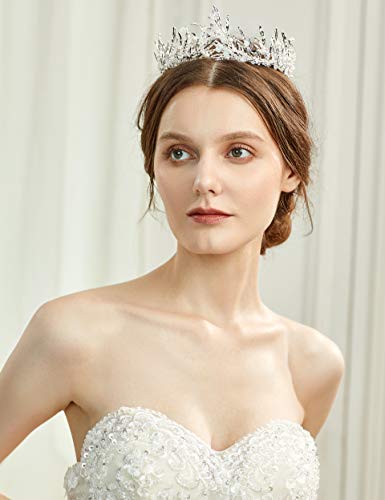Coucoland - Tiara de novia para boda, corona decorada con perlas de cristal de lujo, corona de cumpleaños, corona para mujer, corona para carnaval plata Talla única