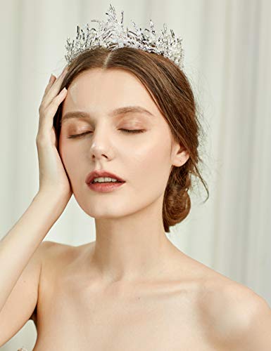 Coucoland - Tiara de novia para boda, corona decorada con perlas de cristal de lujo, corona de cumpleaños, corona para mujer, corona para carnaval plata Talla única